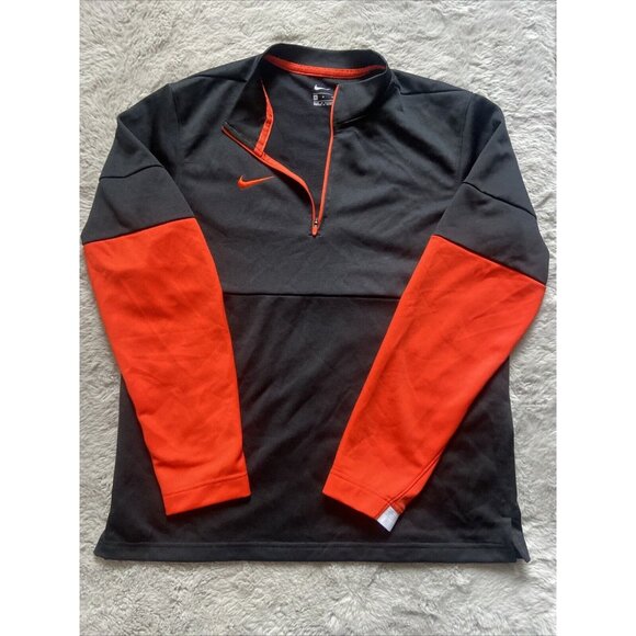 Nike Other - Nike Sweatshirt Men Medium Black & Orang Therma Fit Quarter Zip Dri Fi Pull Over